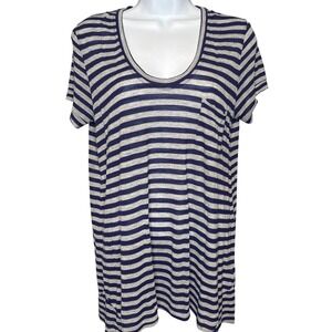 C&C California Womens Large Striped Pocket Tee Size L Coastal Oversized Preppy